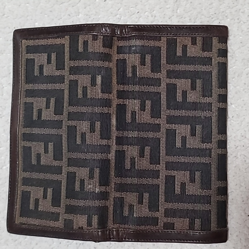 Fendi Zucca Canvas Leather Trimed Wallet Vintage - Picture 4 of 5
